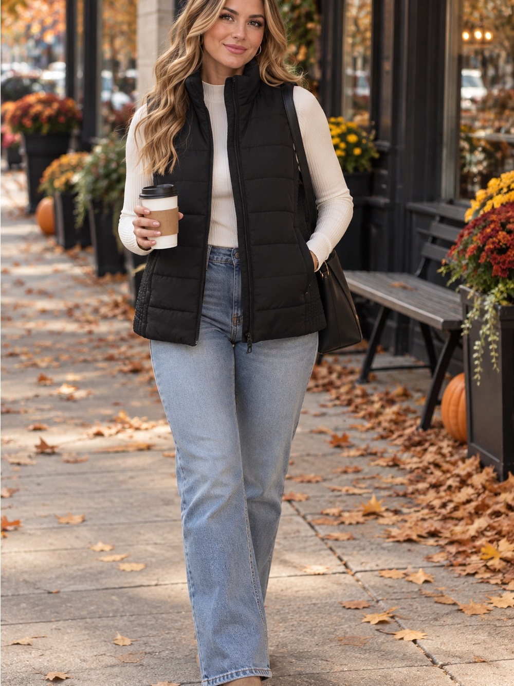 New York & Company Black Quilted Puffer Vest